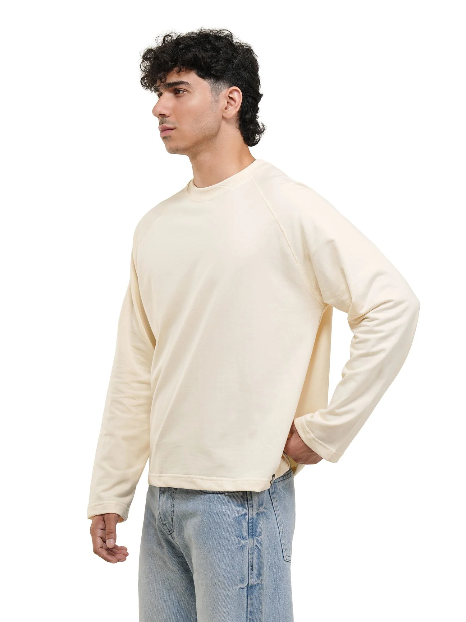 RAGLAN CROPPED TEE - CREAM - Image 7