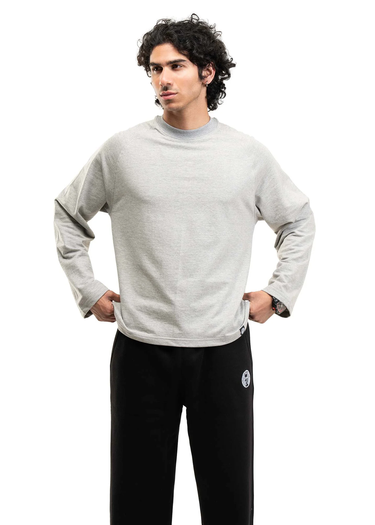 RAGLAN CROPPED TEE - MELANGE GREY - Image 6