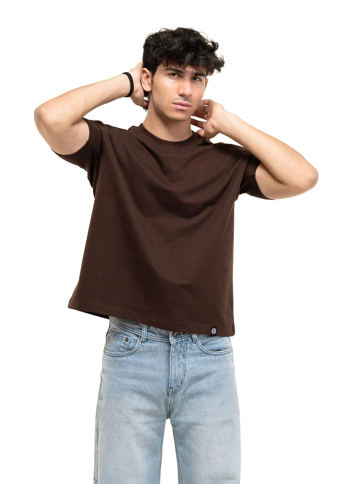 REGULAR CROPPED TEE - COFFEE - Image 3